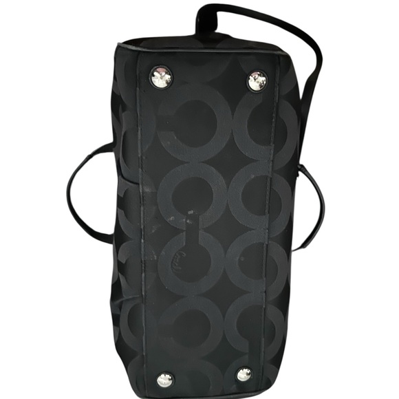 Coach Taylor Op Art Satchel Black Signature Fabric Silver Hardware - Picture 4 of 7